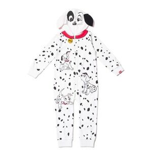Disney 101 Dalmatians Hooded One Piece Pajamas Toddler 5T White Black Costume